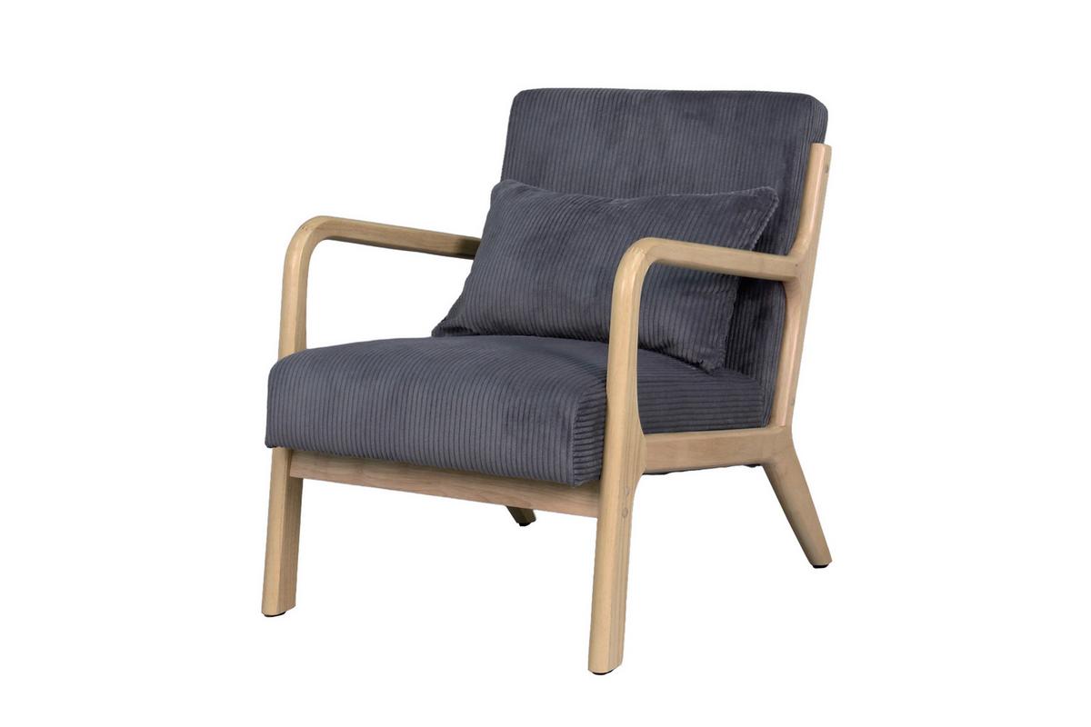 Sessel NOHR Grau, Cord - Braun/Grau, Basics, Holz/Textil (65/81/76cm) - MID.YOU