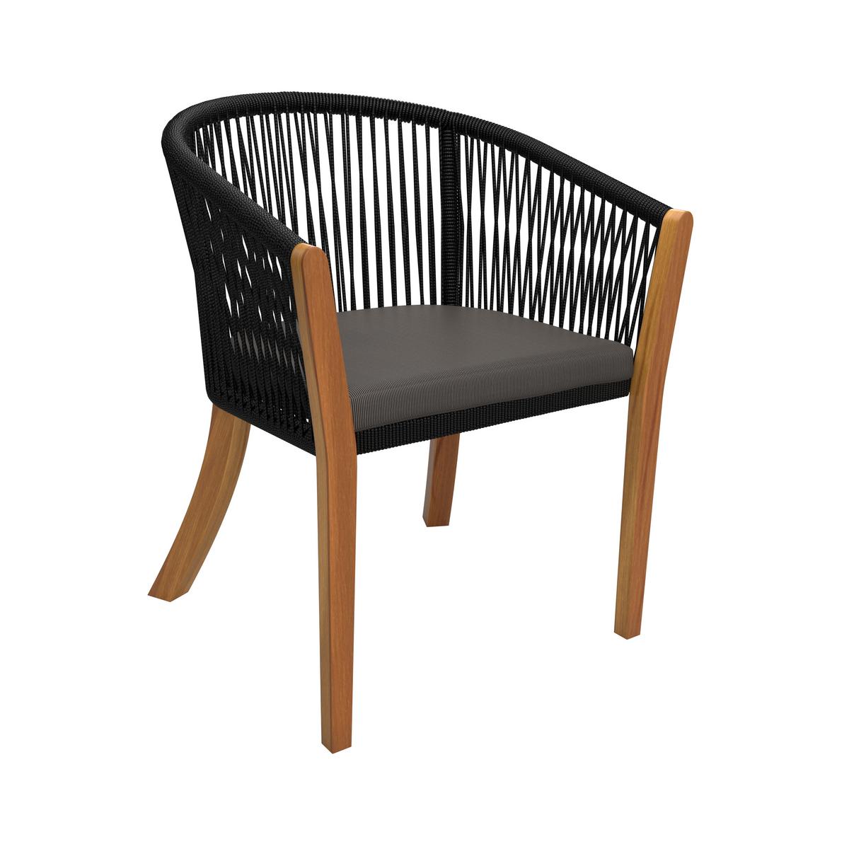 Gartenset Alina Schwarz Akazie Outdoorgewebe - Dunkelgrau/Schwarz, Modern, Holz/Textil (180/77/90cm) - Bessagi Garden