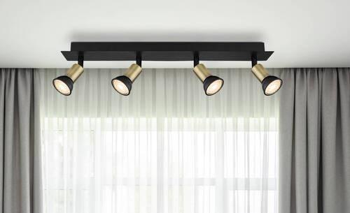 Strahler Drew in Schwarz/Gold max. 35 Watt - Goldfarben/Schwarz, Design, Metall (50/6/9cm) - Globo
