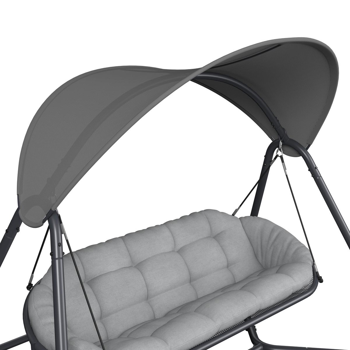 Hintaágy Holiday - világosszürke/antracit, Modern, textil/fém (234/141,5/200cm) - Mömax