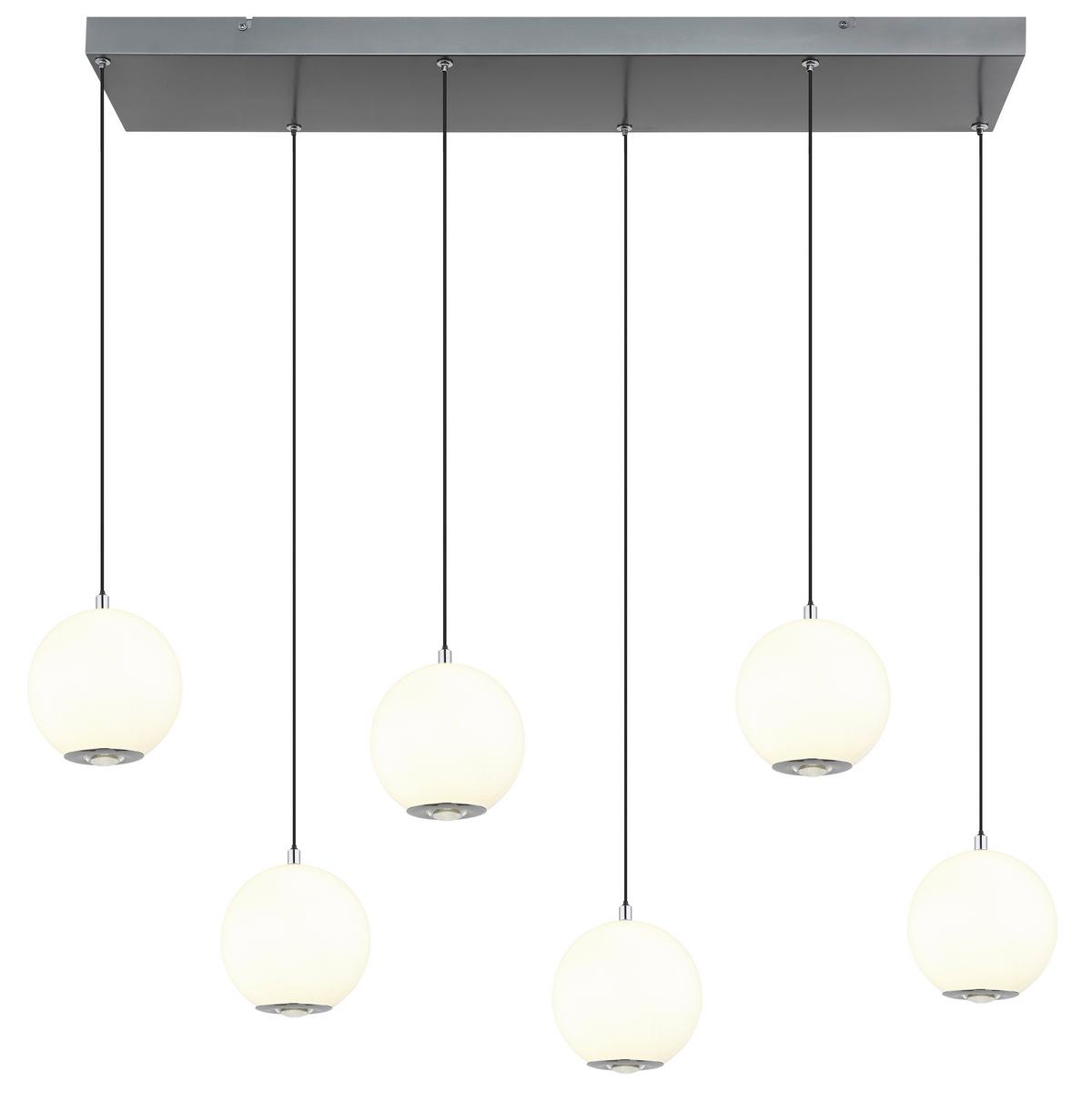 LED-HÄNGELEUCHTE 16062-6H SIMMONS - Klar/Chromfarben, Konventionell, Glas/Kunststoff (97,5/30/150cm) - Globo