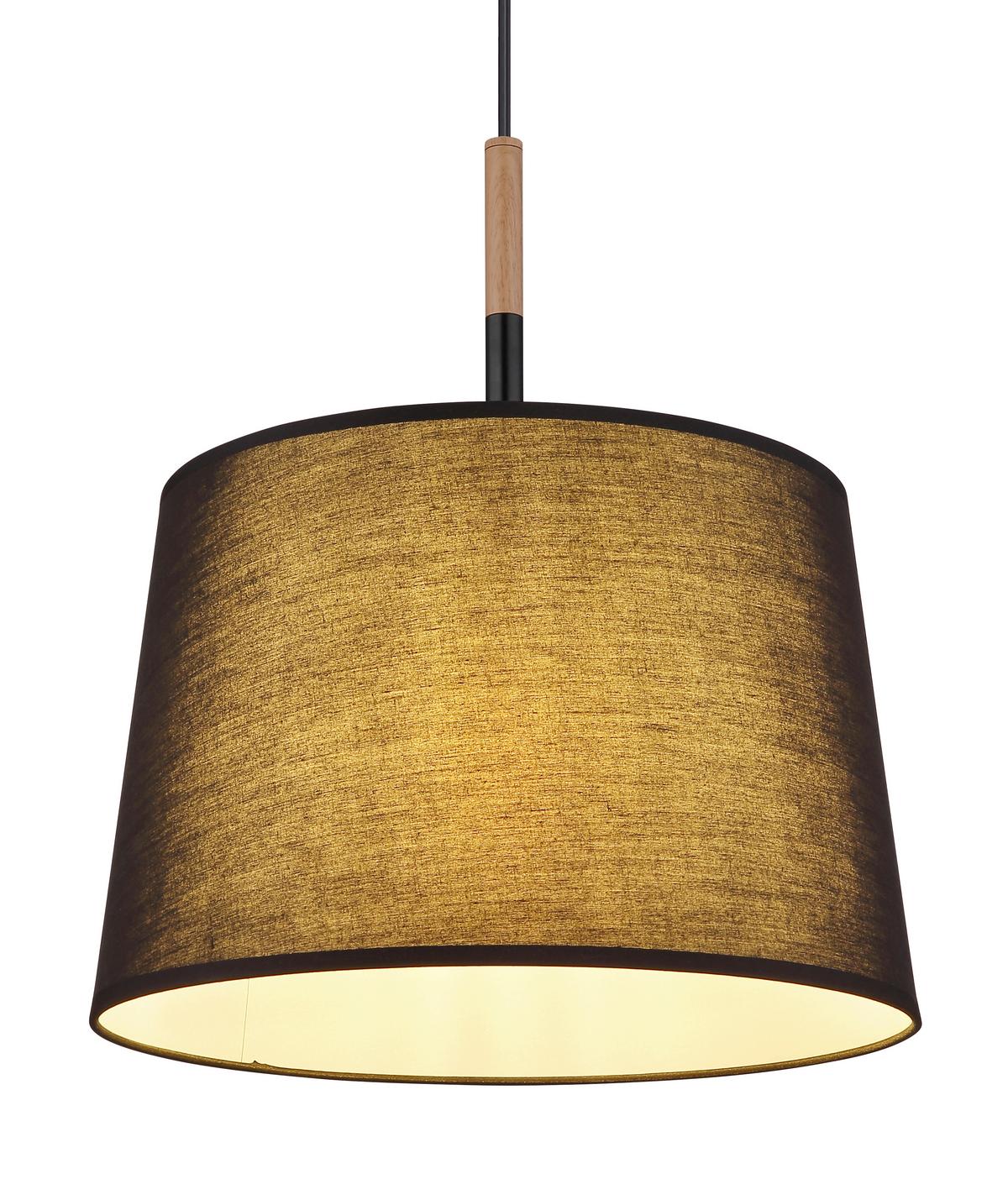 Hängeleuchte TL max. 40 Watt - Schwarz/Naturfarben, Basics, Holz/Textil (38/120cm) - Globo