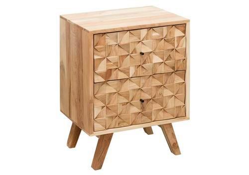 Nachttisch Rewa ca. 44x61x35 cm Akazie massiv - Schwarz/Akaziefarben, LIFESTYLE, Holz/Metall (44/61/35cm) - MID.YOU