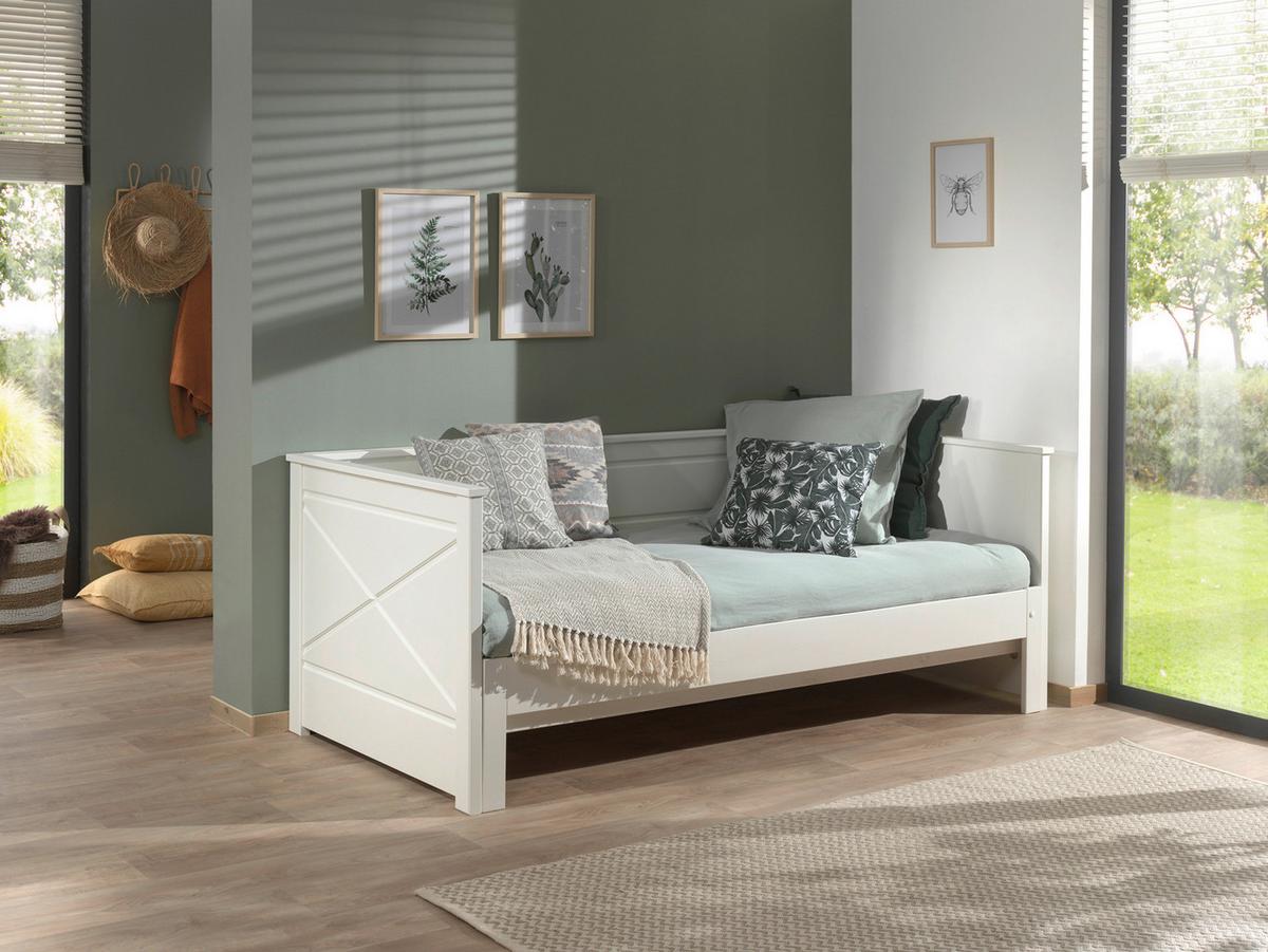 Ausziehbett "Pino", 90x200, weiß - Weiß, MODERN, Holz/Holzwerkstoff (90/200cm) - MID.YOU
