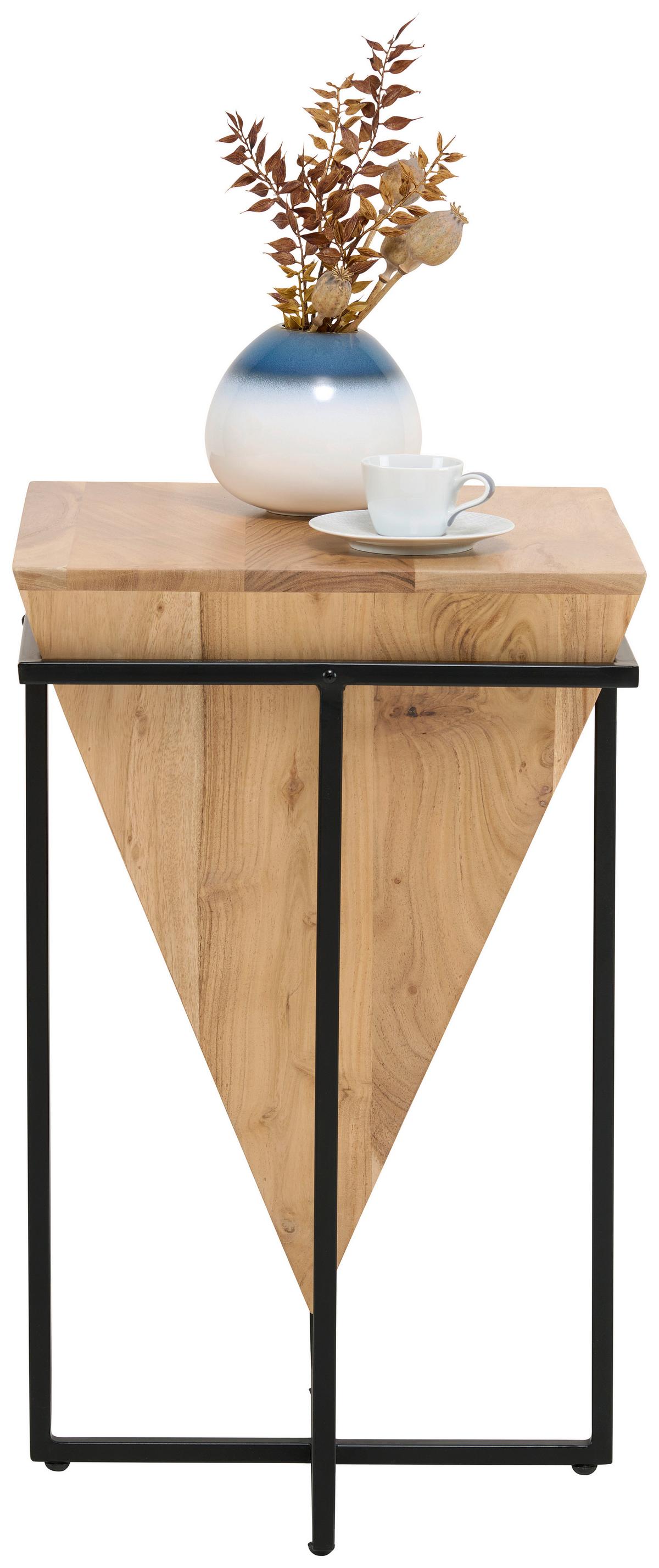 STOLIK BOCZNY SIRA II - kolor naturalny/czarny, Trend, metal/drewno (41/41/66cm) - Landscape
