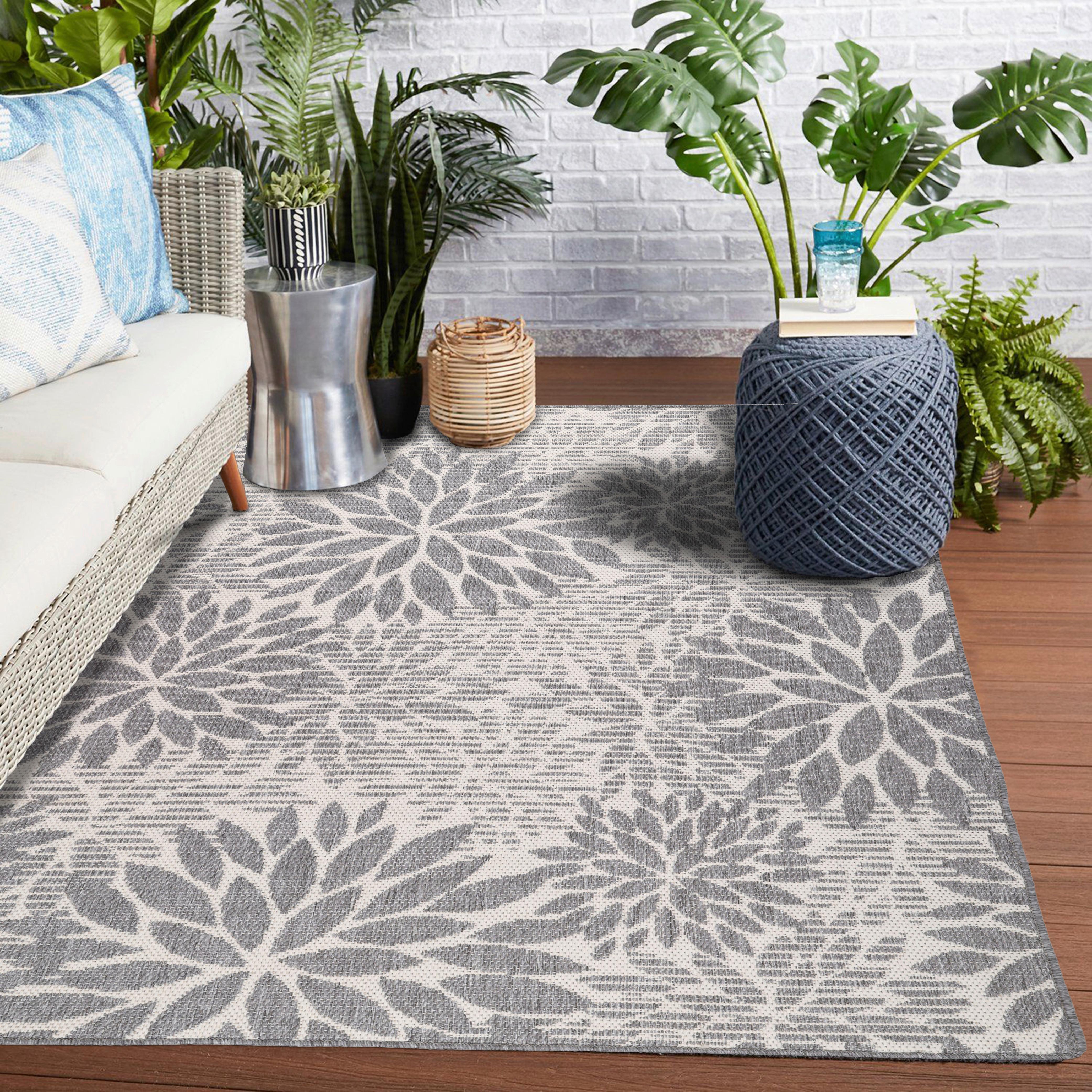 Outdoorteppich Noura Grau/Weiß ca. 160x230 cm - Grau, MODERN, Textil (160/230cm) - Bessagi Garden