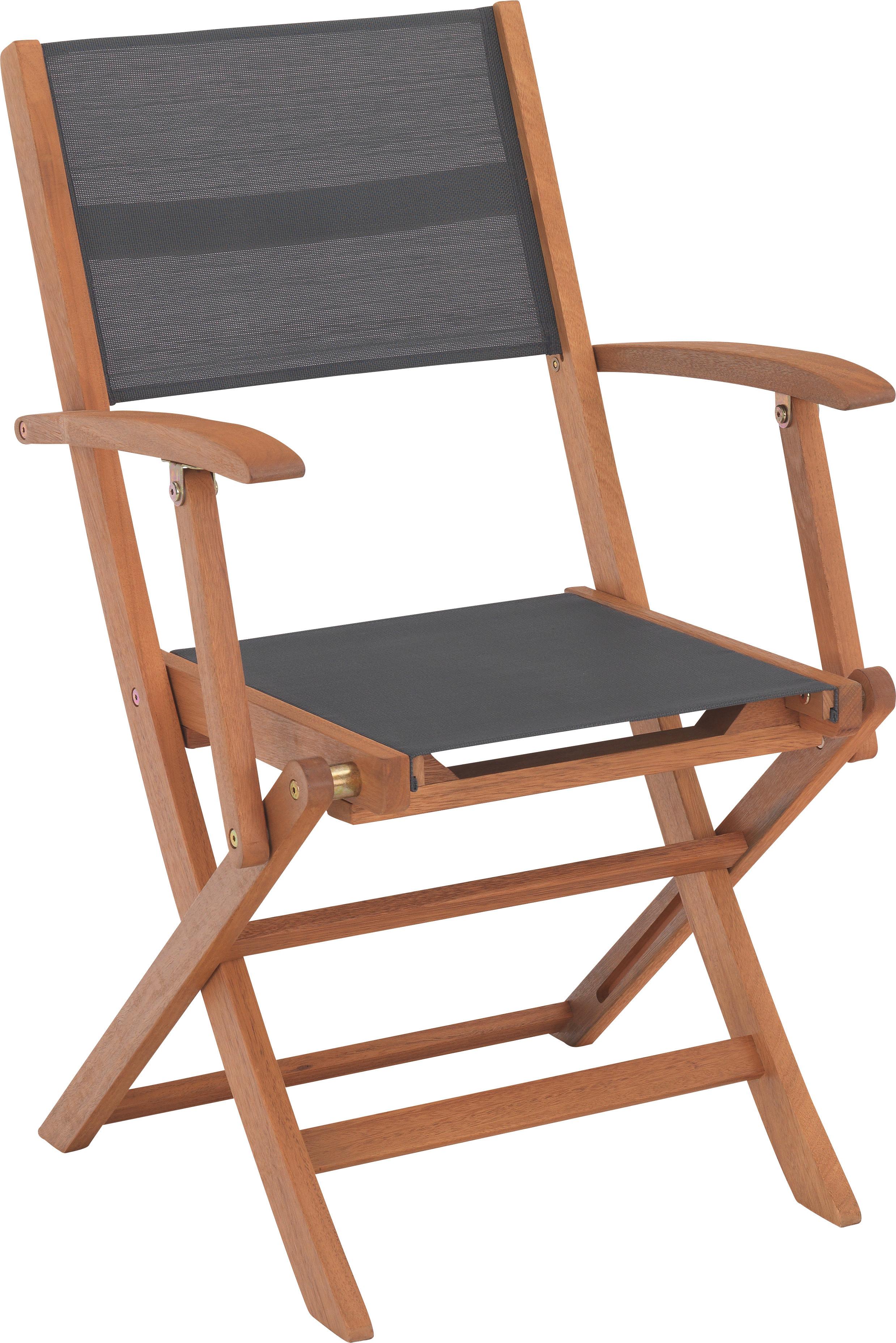 SKŁADANY FOTEL OGRODOWY RIED AL - kolor naturalny/szary, Romantik / Landhaus, drewno/tkanina (56/90/58cm) - Ambia Garden