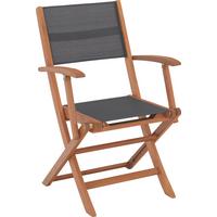 SKŁADANY FOTEL OGRODOWY RIED AL - kolor naturalny/szary, Romantik / Landhaus, drewno/tkanina (56/90/58cm) - Ambia Garden