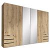 Drehtürenschrank Level 36A mit Spiegel ca. 300 cm Eiche Dekor - Chromfarben/Eichefarben, MODERN, Glas/Holzwerkstoff (300/216/58cm) - MID.YOU