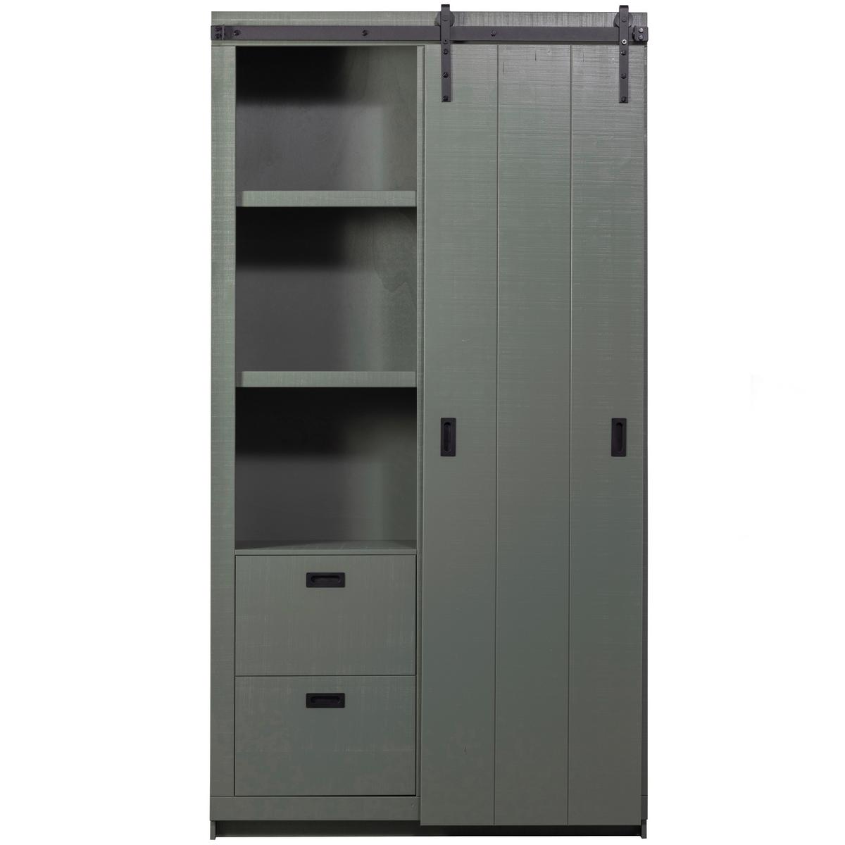 Mehrzweckschrank Slide Barn Grün - Schwarz/Grün, Design, Holz (122/230/37cm) - Livetastic