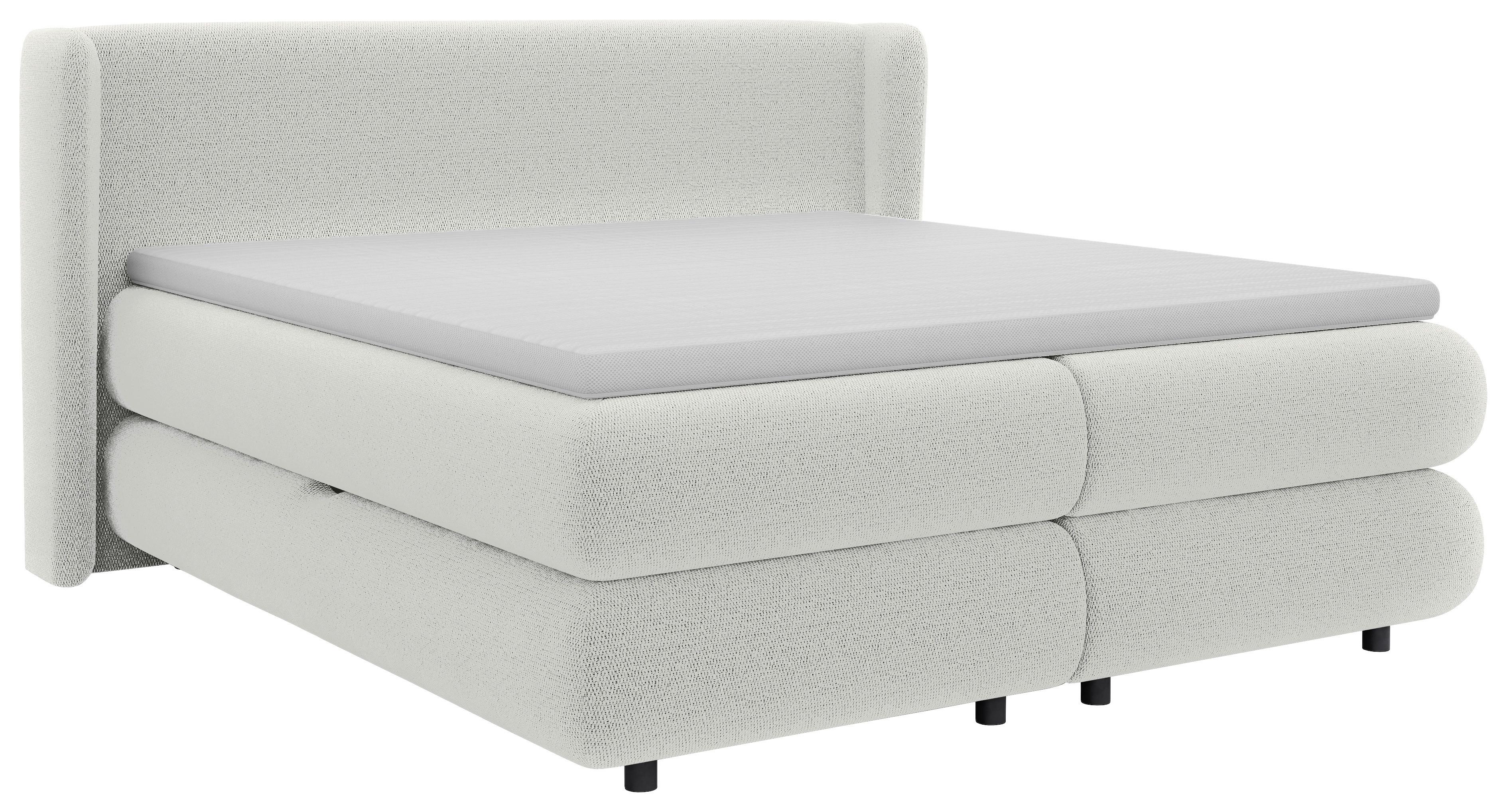 Boxspring Krevet Elodie - sivo-bijela/crna, Konvencionalno, tekstil/plastika (160/200cm) - Premium Living