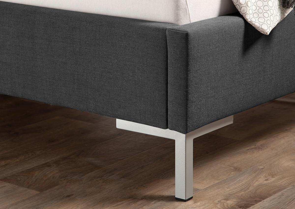 Polsterbett Minto Anthrazit ca. 200x200 cm - Anthrazit/Silberfarben, MODERN, Textil/Metall (200/200cm) - Livetastic