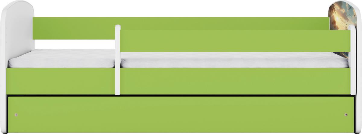 Otroška Postelja Babydreams, Bela, Zelena, 80x160cm - zelena/bela, Moderno, tekstil/leseni material (80/160cm) - MID.YOU