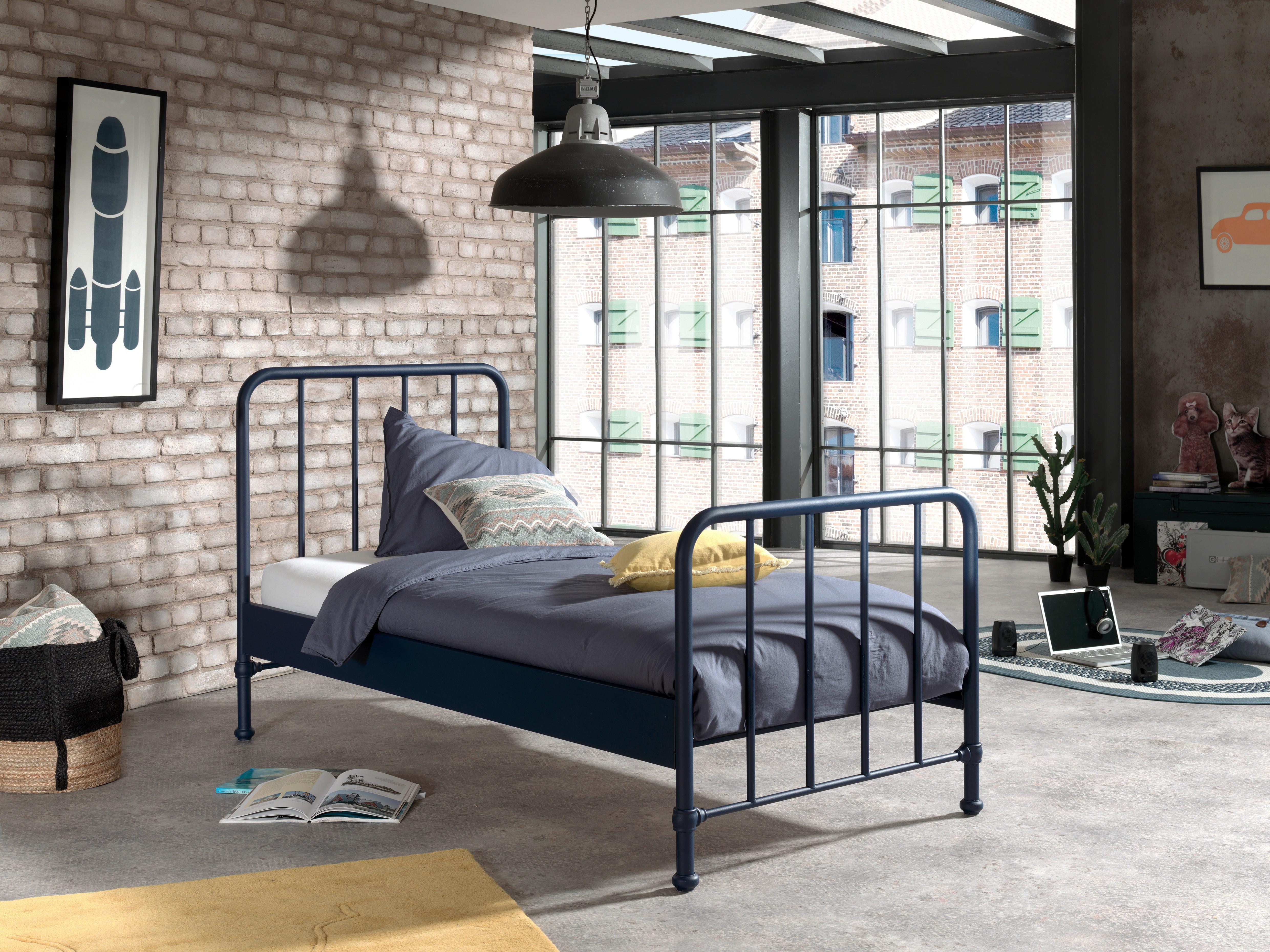 Kinder-/Juniorbett Bronxx ca. 90x200 cm Blau Matt - Blau, MODERN, Holz/Metall (90/200cm) - Vipack