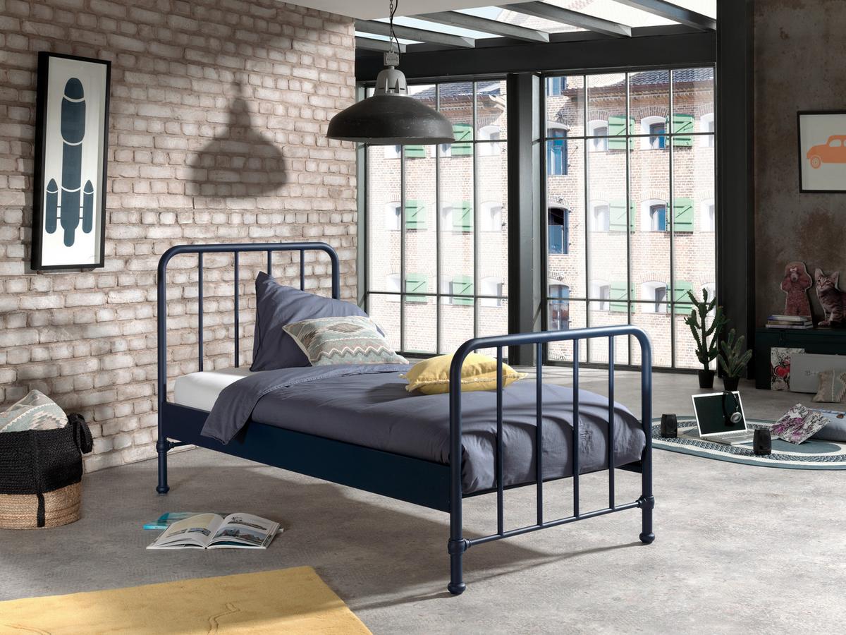 Kinder-/Juniorbett Bronxx ca. 90x200 cm Blau Matt - Blau, MODERN, Holz/Metall (90/200cm) - Vipack