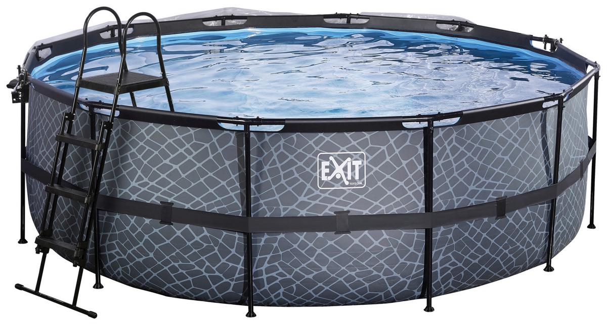 Bazen Exit Stone Pool, Črpalka S Peščenim Filtrom, Ø 427cm - siva, Konvencionalno, kovina (427/122cm) - EXIT Toys