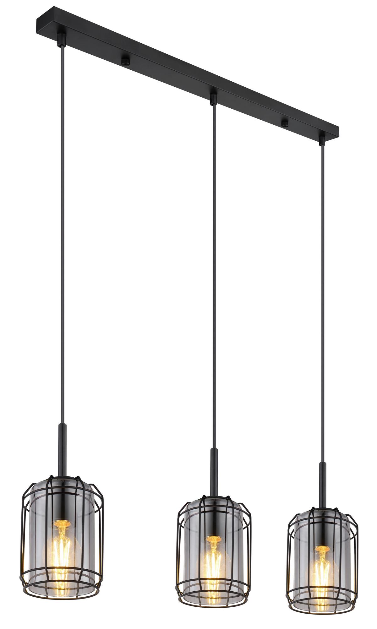 Viseča Svetilka 15559-3h - črna, Design, kovina/steklo (77/13/120cm) - Globo