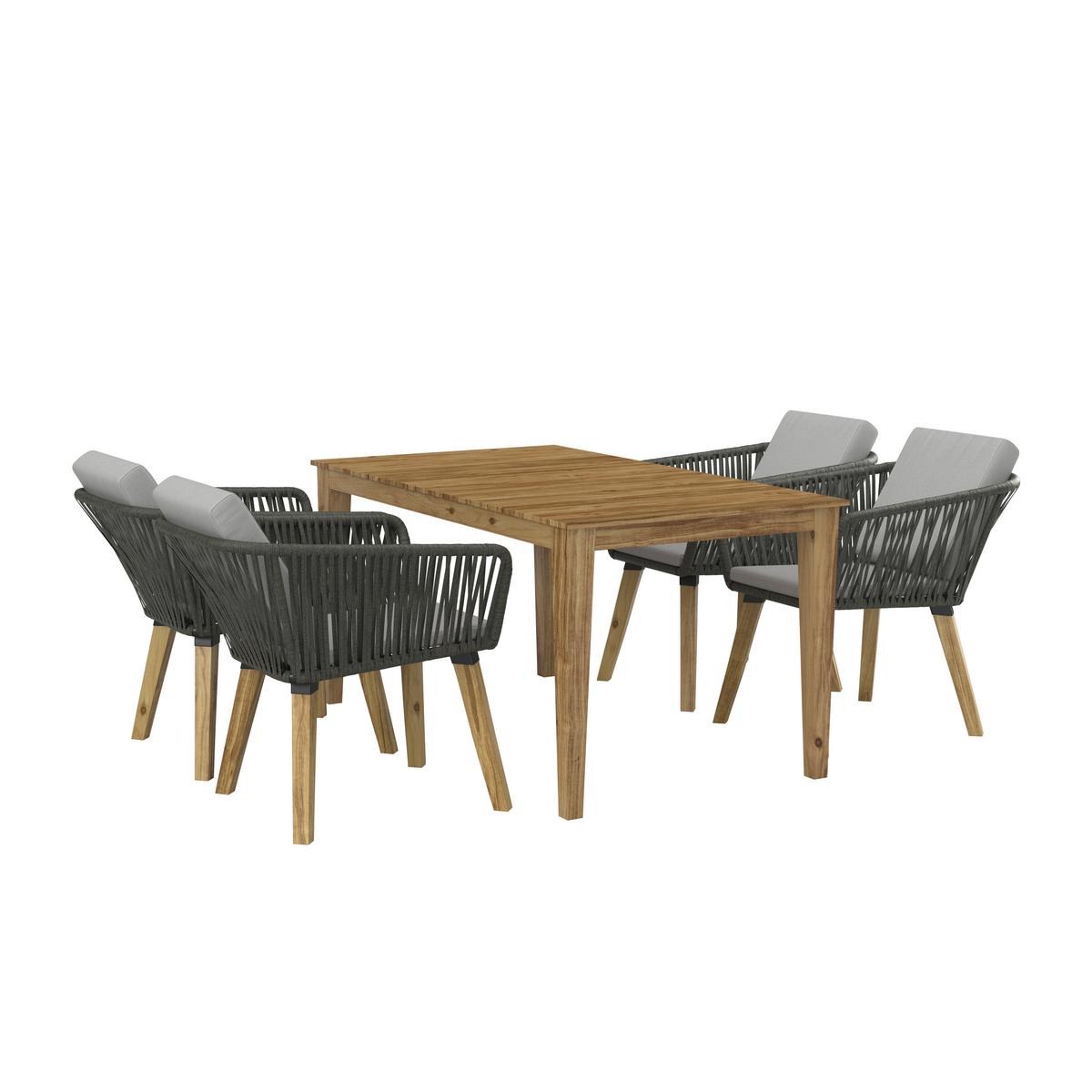 Set grădină Viola - gri deschis, Modern, plastic/lemn (160/76/90cm) - Bessagi Garden