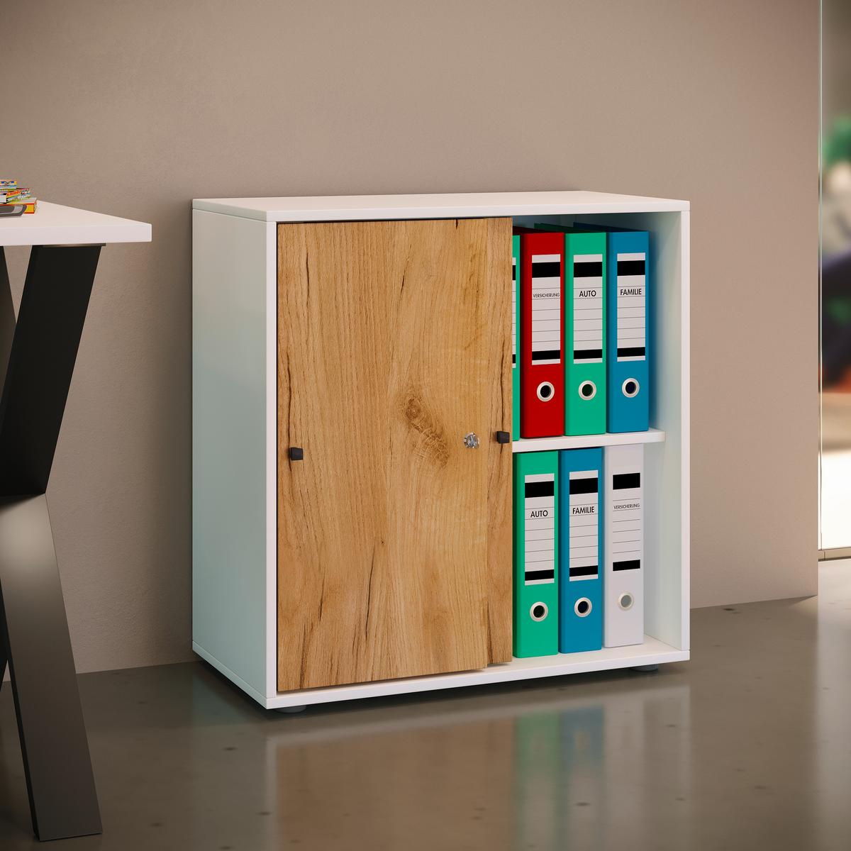 AKTENREGAL LONA L - Honigeiche/Weiss, Design, Holzwerkstoff/Kunststoff (70/74/37cm) - MID.YOU