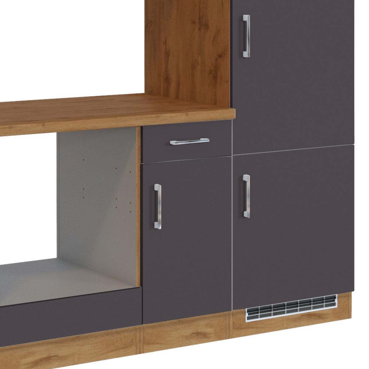 Küchenblock 'Sorrento' , Anthrazit - Chromfarben/Anthrazit, MODERN, Holzwerkstoff/Metall (210cm) - Held