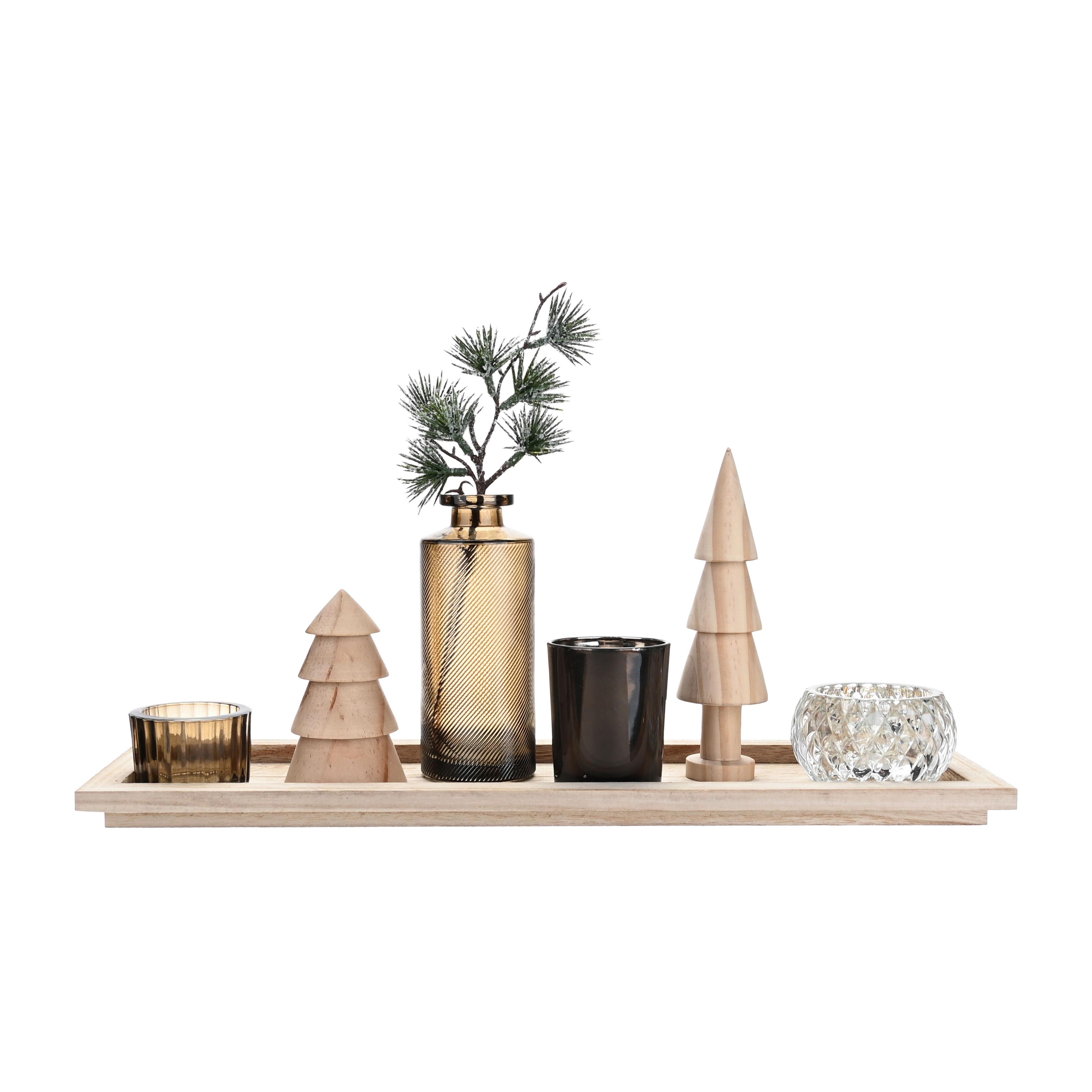 PODSTAWKA NA PODGRZEWACZ L5024-N - różnokolorowy, Lifestyle, tworzywo sztuczne/drewno (43/12,5/23cm) - X-Mas