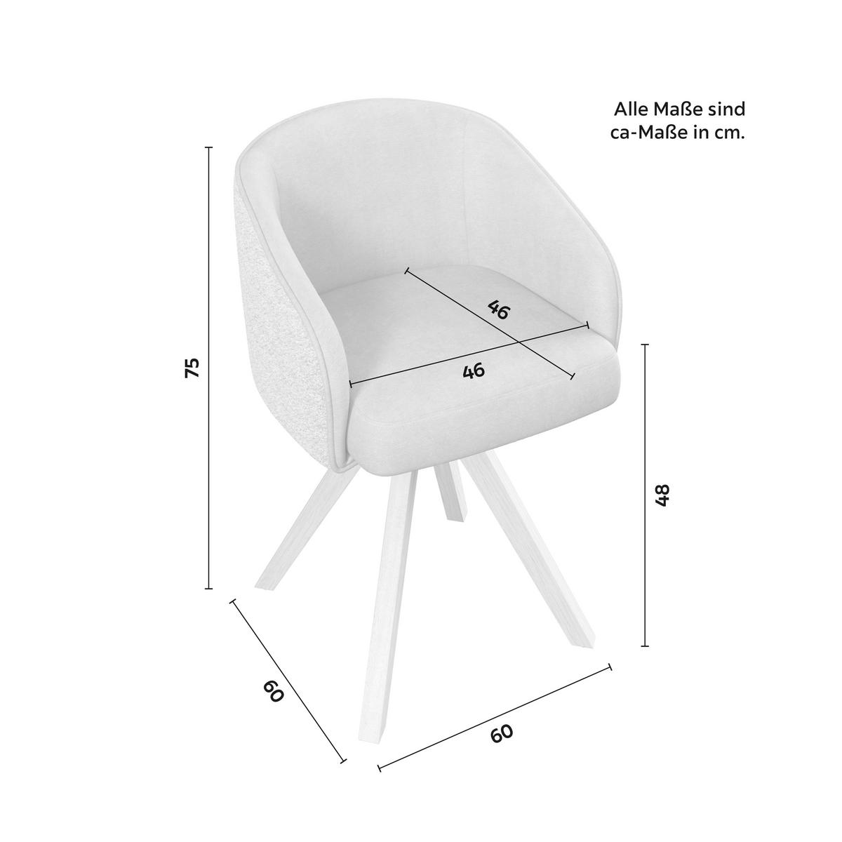 Armlehnstuhl Emmie Taupe Chenille Drehbar Gepolstert - Taupe/Eichefarben, MODERN, Holz/Textil (60/75/60cm) - Bessagi Home