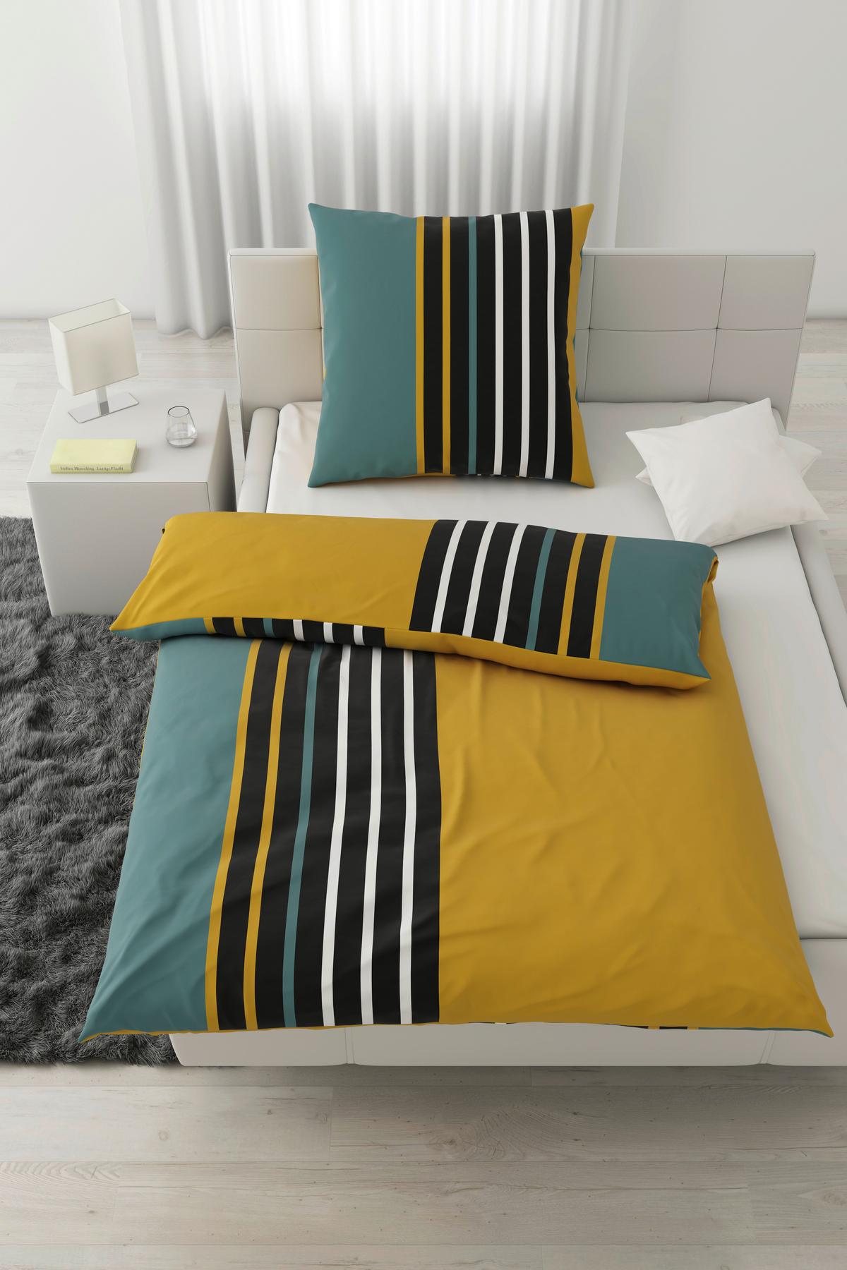 Bettwäsche Anton Gelb/Grün ca. 135x200cm - Gelb/Grün, KONVENTIONELL, Textil (135/200cm) - Modern Living