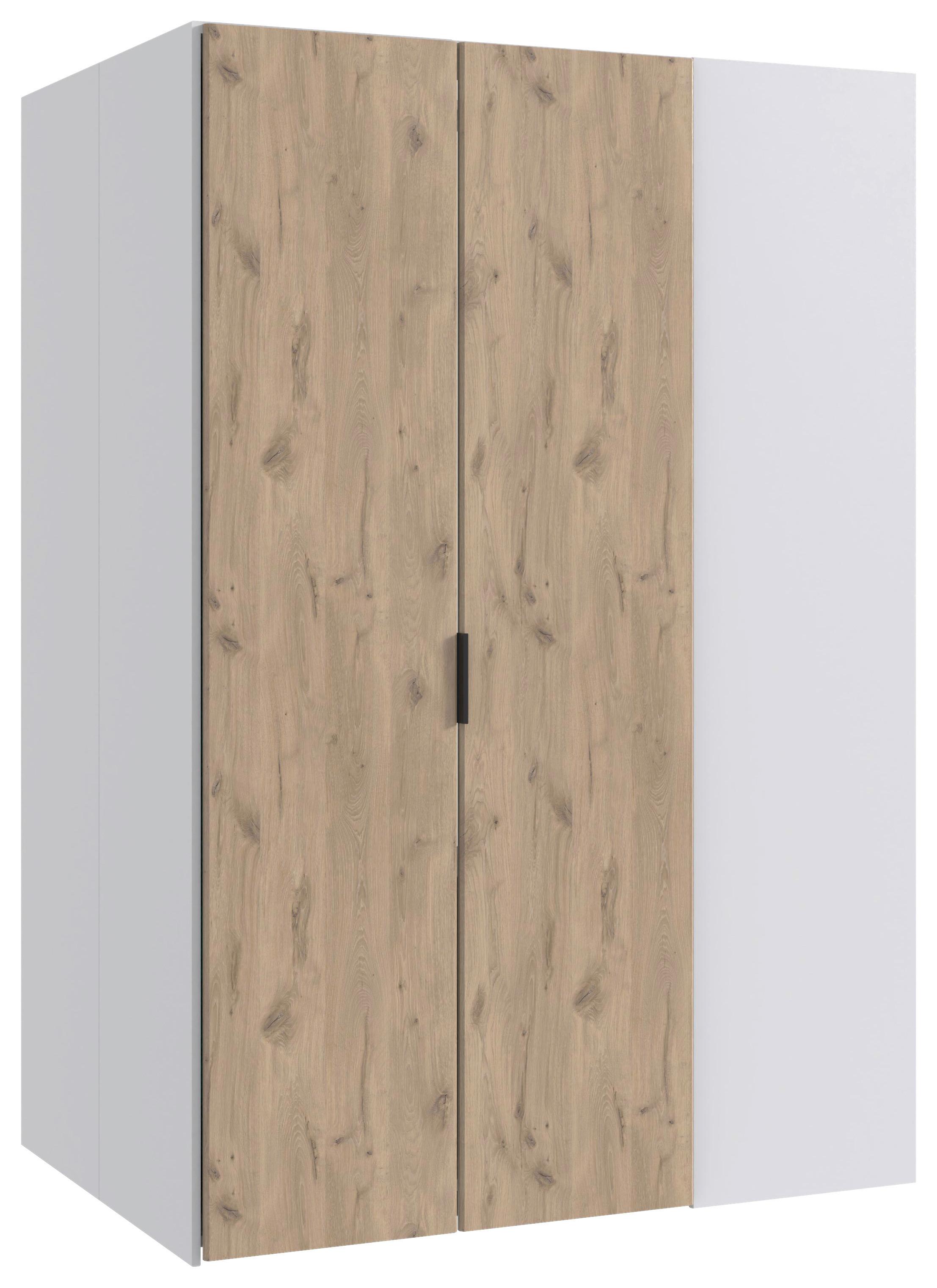 Beléphető Sarokszekrény Norderney - fekete/tölgyfa, Konventionell, faalapú anyag/fém (135,2/197/97cm) - Carryhome