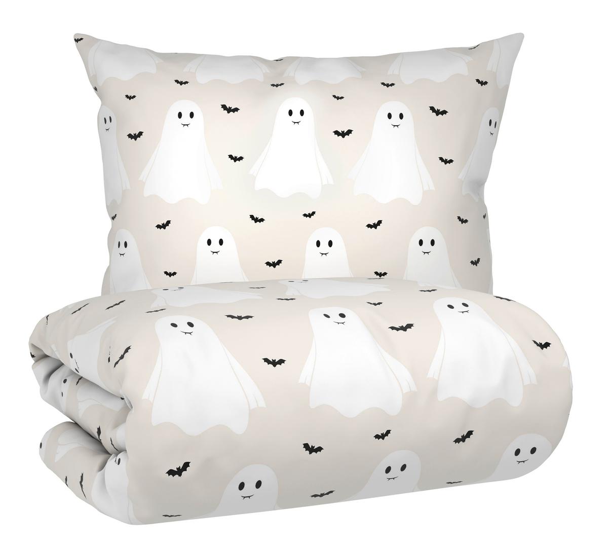 Lenjerie de pat Ghostie, cca. 140x200/50x70 cm - bej, textil (200/140cm) - Mömax