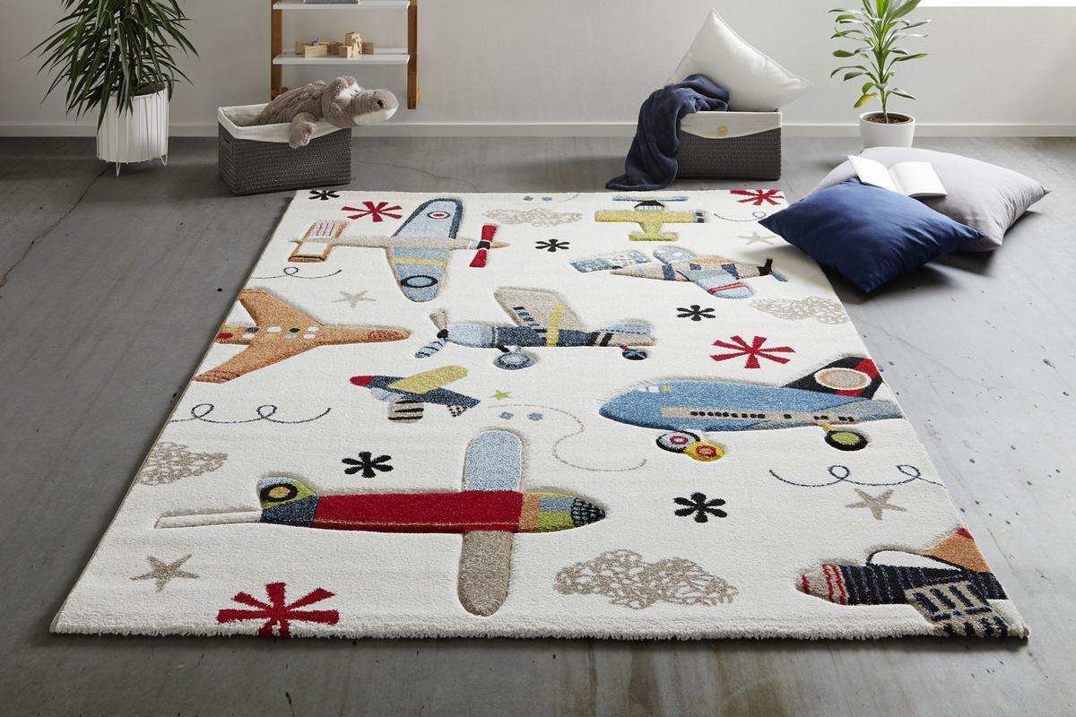 Kinderteppich Flugzeug ca. 120x170cm - Multicolor, Textil (120/170cm) - Mömax