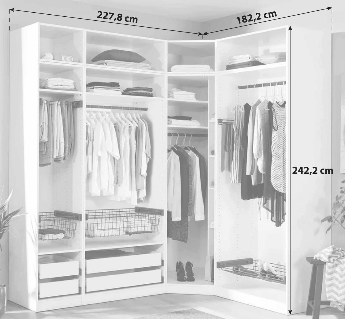 Otvoreni Ormar Za Odjeću Unit - bijela, Moderno, drvni materijal (182,2/242,2/227,8cm) - Based