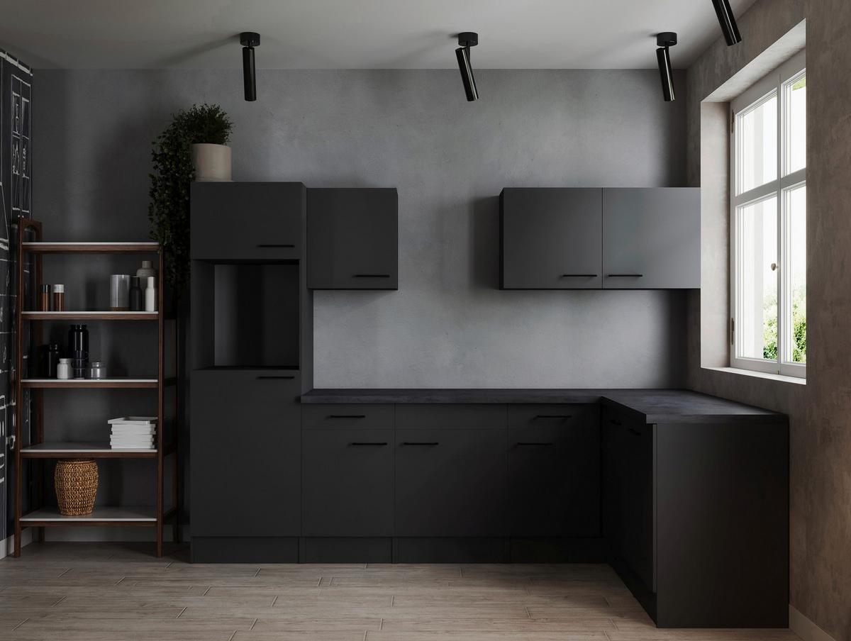 Kotna Kuhinja Brez Aparatov Oliver, 280x172cm - temno siva/črna, Design, kovina/leseni material (280/172cm) - Respekta