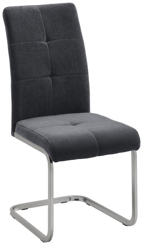 Schwingstuhl Lucie Grau Webstoff Gepolstert - Chromfarben/Grau, MODERN, Holz/Textil (42,5/98/45cm) - Bessagi Home
