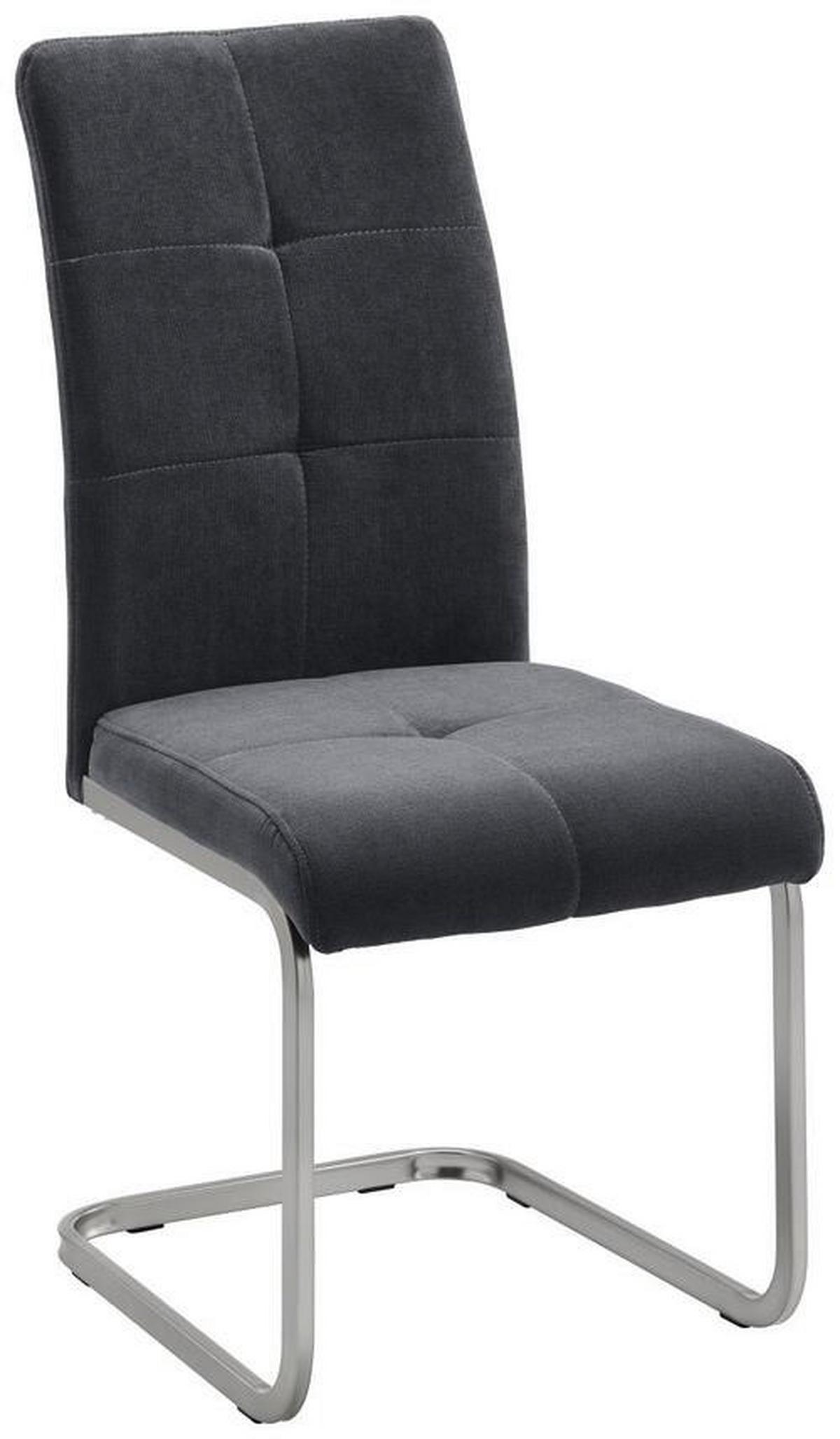 Schwingstuhl Lucie Grau Webstoff Gepolstert - Chromfarben/Grau, MODERN, Holz/Textil (42,5/98/45cm) - Bessagi Home