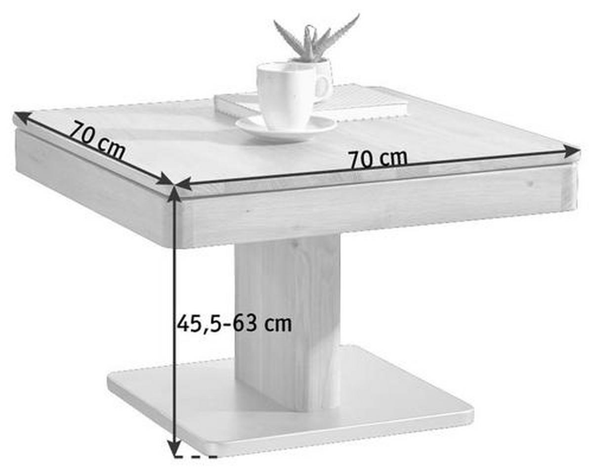 STOLIK KAWOWY RONDO II -EXKLUSIV- - kolor dębowy/kolor aluminiowy, Natur, materiał drewnopochodny/drewno (70/70/45,5cm) - Linea Natura