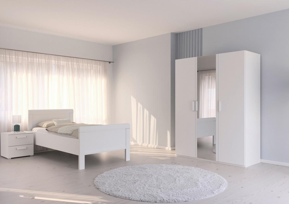 Postelja Evelyn, Bela, 90x200 - bela, Design, leseni material (90/200cm) - Novel
