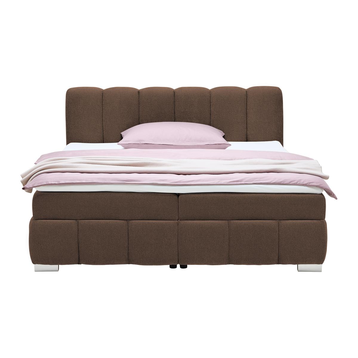 Boxbett Elaris Braun ca. 140x200cm - Chromfarben/Braun, KONVENTIONELL, Kunststoff/Textil (140/200cm) - Mömax