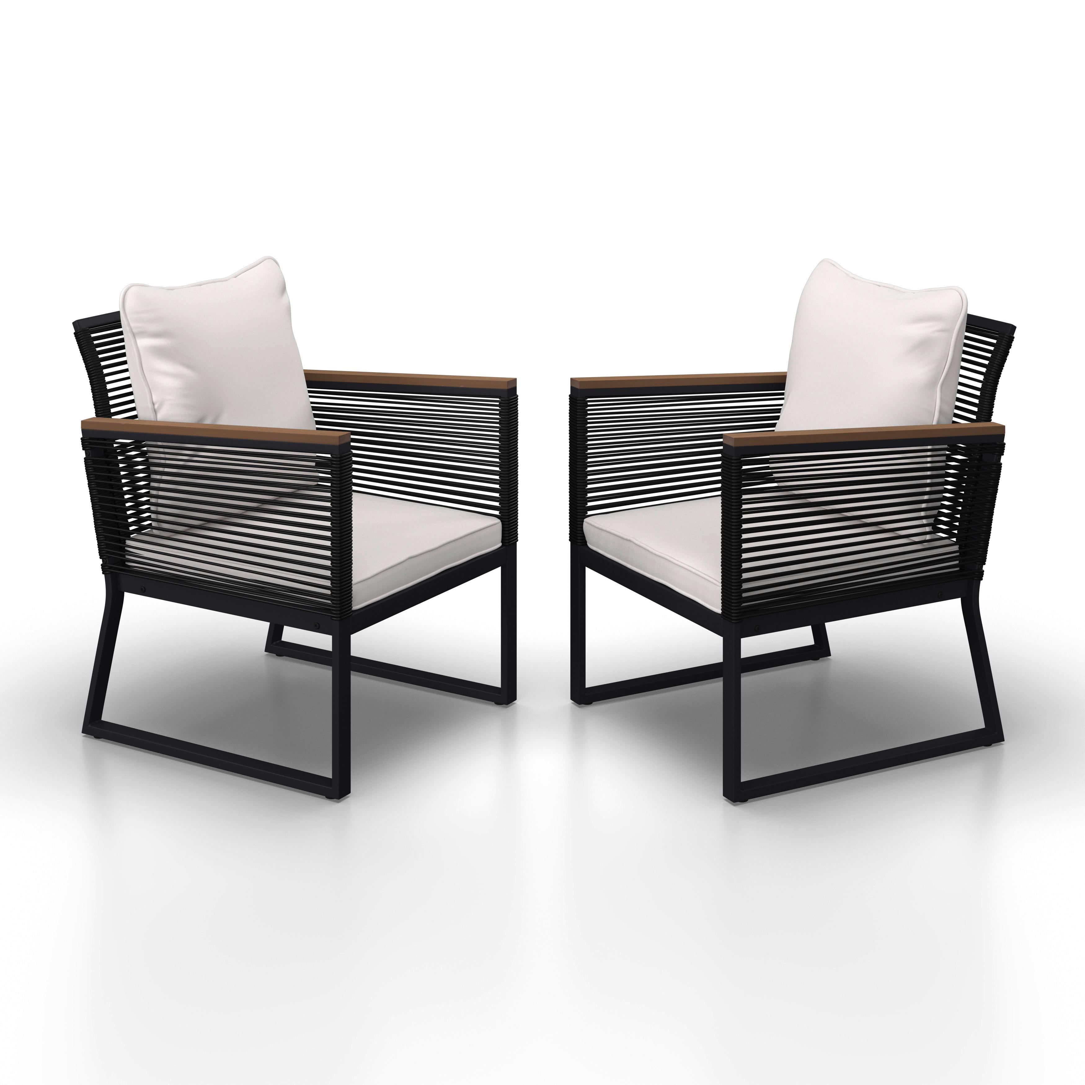 TRÄDGÅRDSSTOLAR SET TONI - svart/cremefärgad, Modern, metall/textil (56/70/76cm) - Bessagi Garden