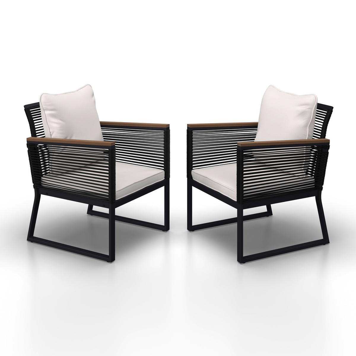 Set Vrtnih Stolov Toni, 2 Kos, Krem - črna/krem barve, Moderno, kovina/umetna masa (56/70/76cm) - Bessagi Garden