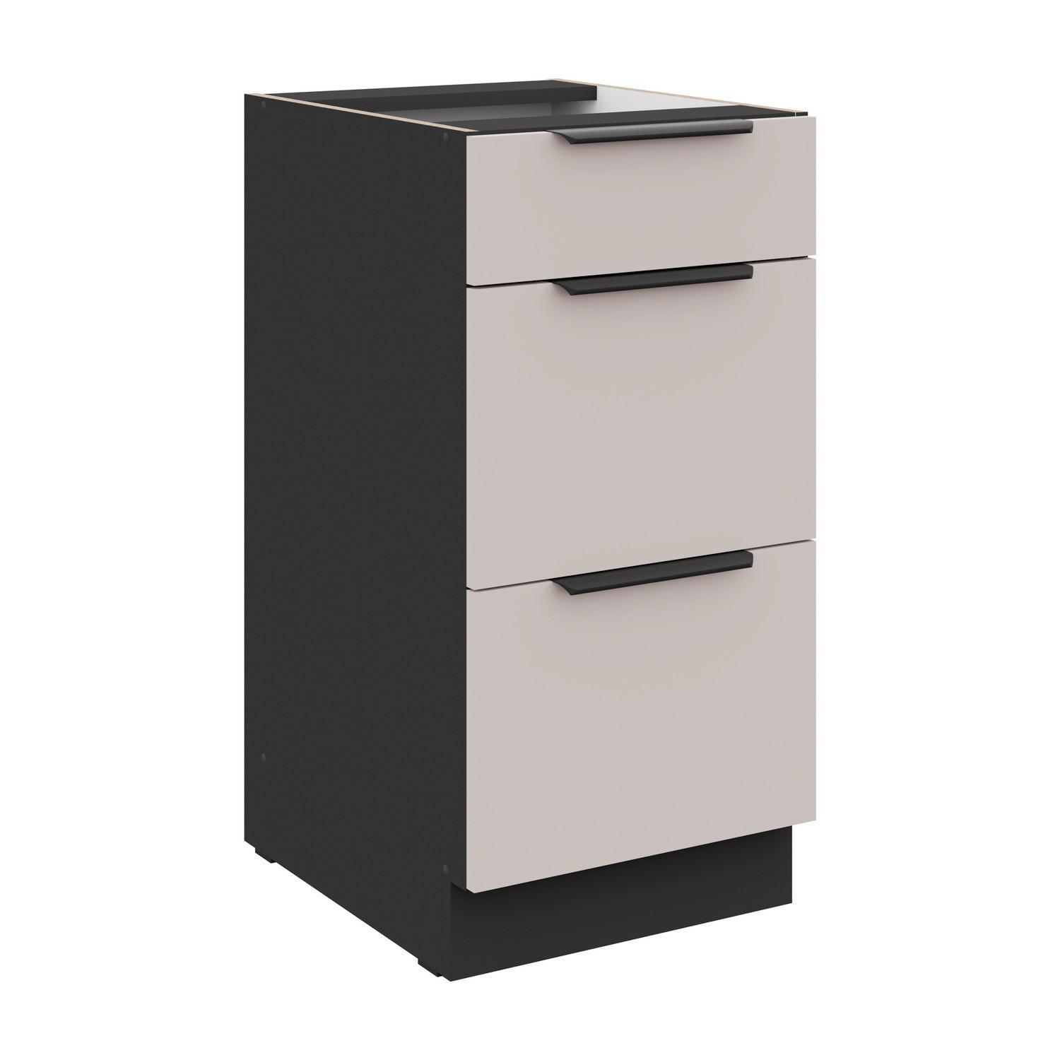 Baza 40 3 Ladica Arona - bijela/bež, Moderno, drvni materijal/metal (40/82/52cm)