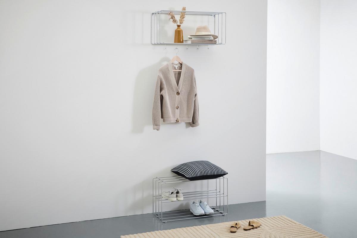 WIESZAK ŚCIENNY STABILO GARDEROBE - kolor chromowy, Basics, metal (73/38/26cm) - Livetastic