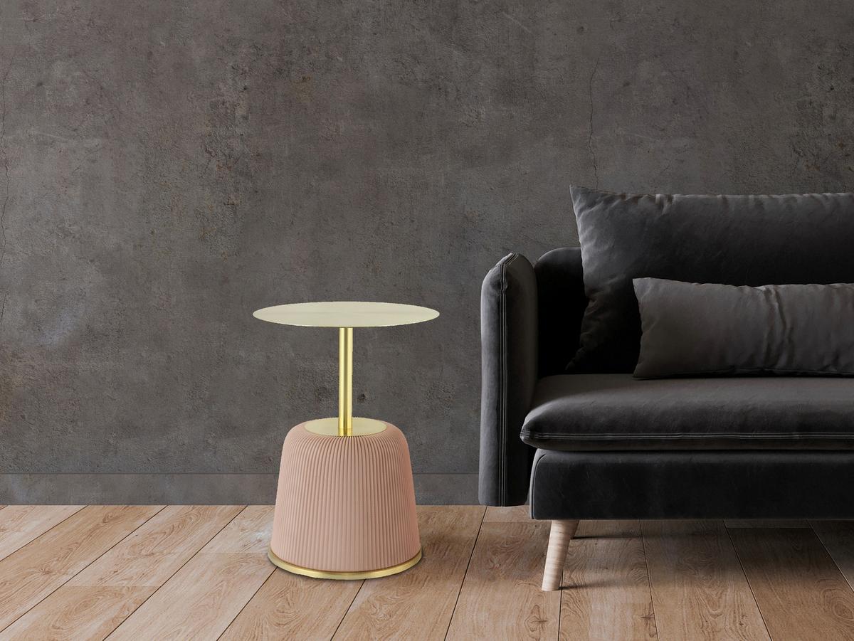 BEISTELLTISCH JOKAI 325 ROSA - Goldfarben/Rosa, Design, Holzwerkstoff/Textil (40/55cm) - Kayoom