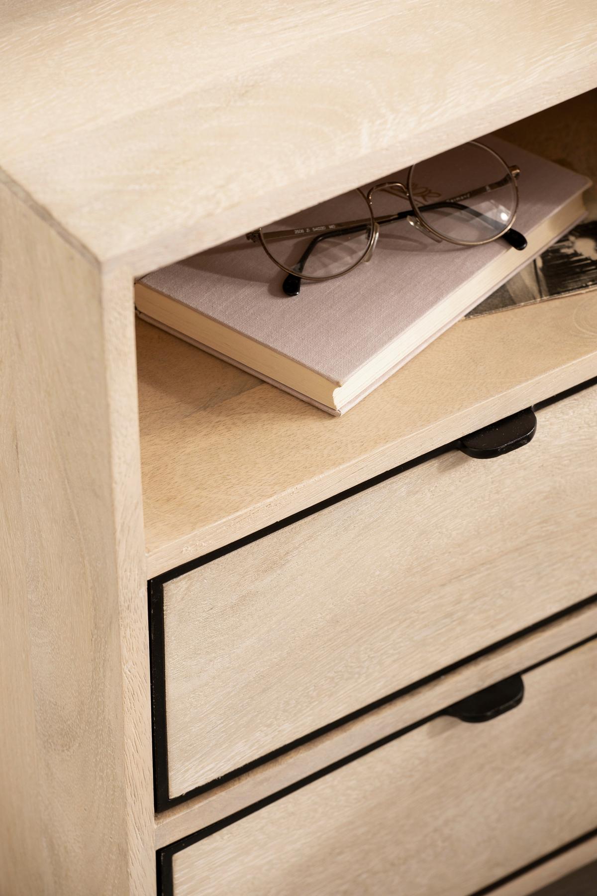 NACHTKÄSTCHEN WL6.787 - Hellbraun/Schwarz, Design, Holz/Metall (43/60/50cm) - MID.YOU