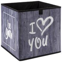 Aufbewahrungsbox Poppi mit Schriftzug - Weiss/Grau, Karton/Textil (32/32/32cm) - Based