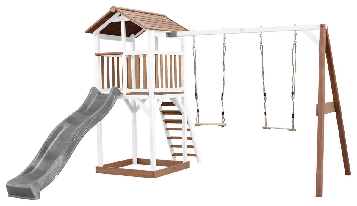 SPIELTURM A025.122.81 - Braun/Weiß, KONVENTIONELL, Holz/Kunststoff (356,6/241,9/349cm) - Ambia Garden
