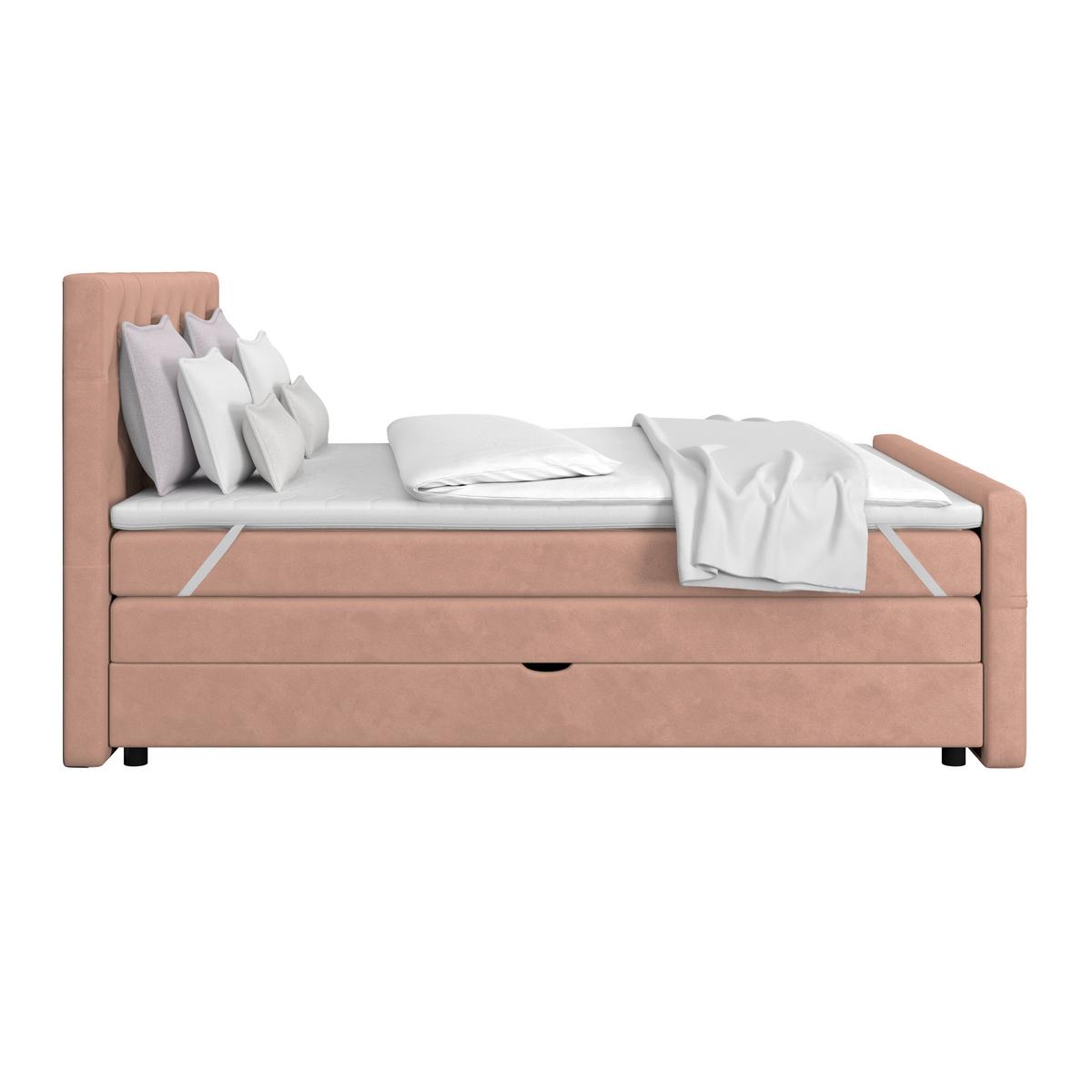 Boxspring Krevet Elio - bež/prljavo ružičasta, Romantično / ladanjski, tekstil/plastika (160/200cm) - Modern Living
