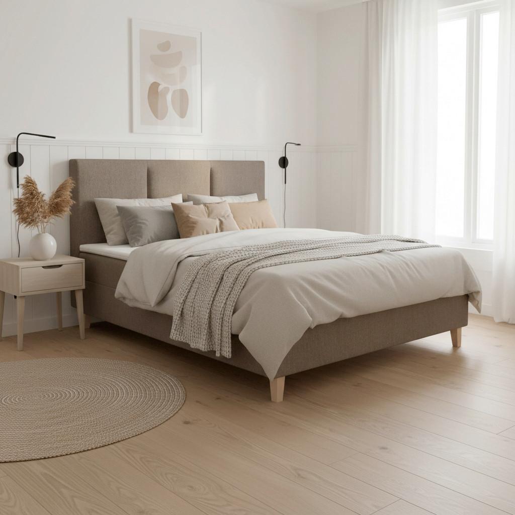 BOXBETT MONZA - marron/couleur chêne, MODERN, textile/bois (180/200cm) - Bessagi Home