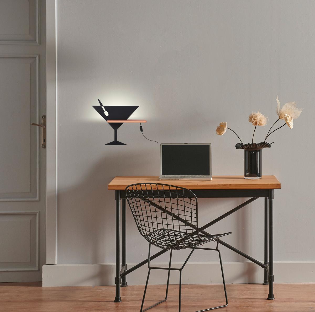 Led Svjetiljka Zidna 21-03539 Piccolo - crna, Basics, drvni materijal/drvo (37.5/12/33cm)