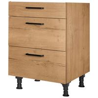 Schubkastenunterschrank Structura Eiche - Eichefarben/Schwarz, MODERN, Holzwerkstoff/Metall (60/87/56cm) - Nobilia
