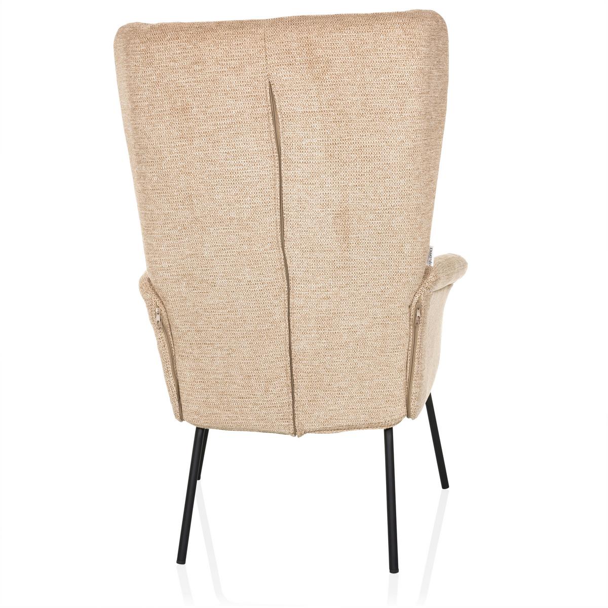 Fotelj Havenio, Bež - črna/bež, Moderno, kovina/tekstil (71/110/71cm) - MID.YOU